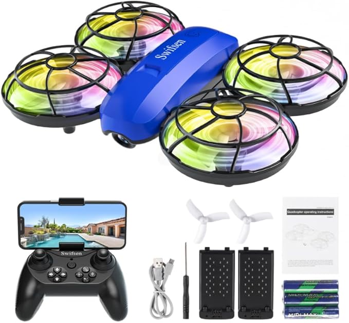 Drones for Kids with Camera,Rc Drone Indoor Small Helicopter,Birthday Gifts for Boys and Girls Beginners Friendly,Mini Quadcopter Toy With 2 Batteries,Propeller Protect,Altitude Hold-CubbioJoy