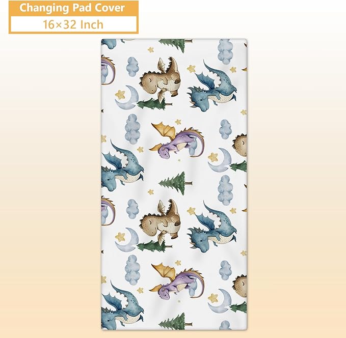 Custom Baby Crib Bedding Set, 5 Pcs Personalized Name Baby Crib Sets for Infant Toddler, Blue Dinosaur Nursery Bedding Set for Baby Boy, Double Layer Baby Bedding Sets Customized Gifts-CubbioJoy