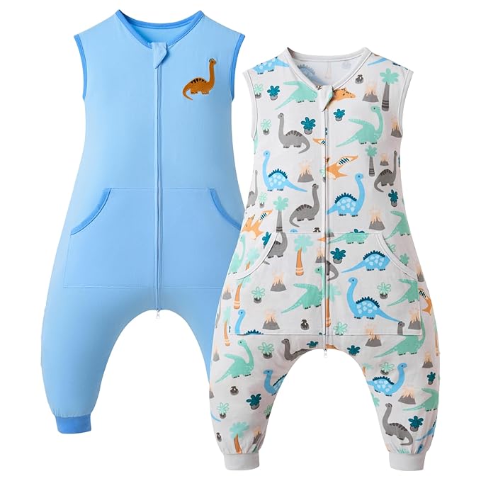 Baby Toddler Sleep Sack with Feet 2.5 TOG Winter, Wearable Blanket with Legs, Toddler Sleeping Sack Long Sleeve (Dinosaur, 3T-5T)-CubbioJoy