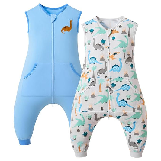Baby Toddler Sleep Sack with Feet 2.5 TOG Winter, Wearable Blanket with Legs, Toddler Sleeping Sack Long Sleeve (Dinosaur, 2T-3T)-CubbioJoy