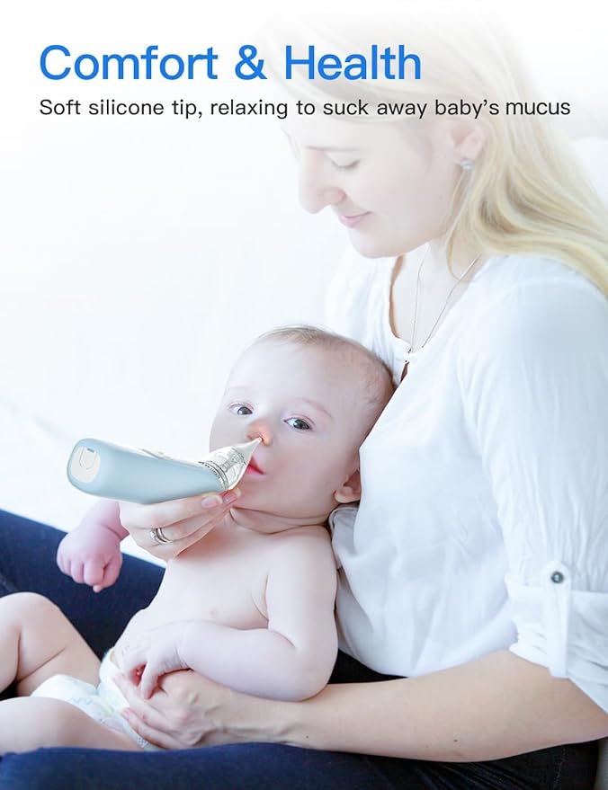 Baby Nasal Aspirator, Electric Nose Sucker with 5 Levels Suction, Soothing Light & Nursery Rhymes-CubbioJoy
