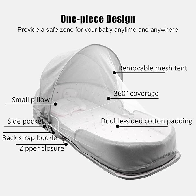 Baby Lounger - Baby Lounger Pillow for Newborn, 0-18 Months, Foldable Infant Lounger Soft Breathable for Home and Travel-CubbioJoy