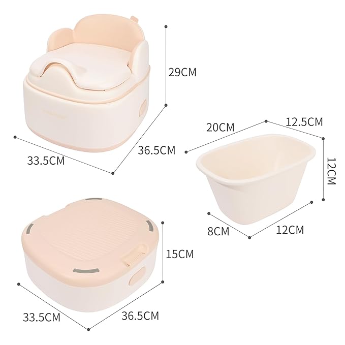 Bebamour Potty Training Toilet 3 in 1 Multi-Functional Potty Seat Detachable Baby Potty Step Stool Anti-Slip Stable Potty Training Toilet with 100 Pack Trash Bags (Pink)-CubbioJoy