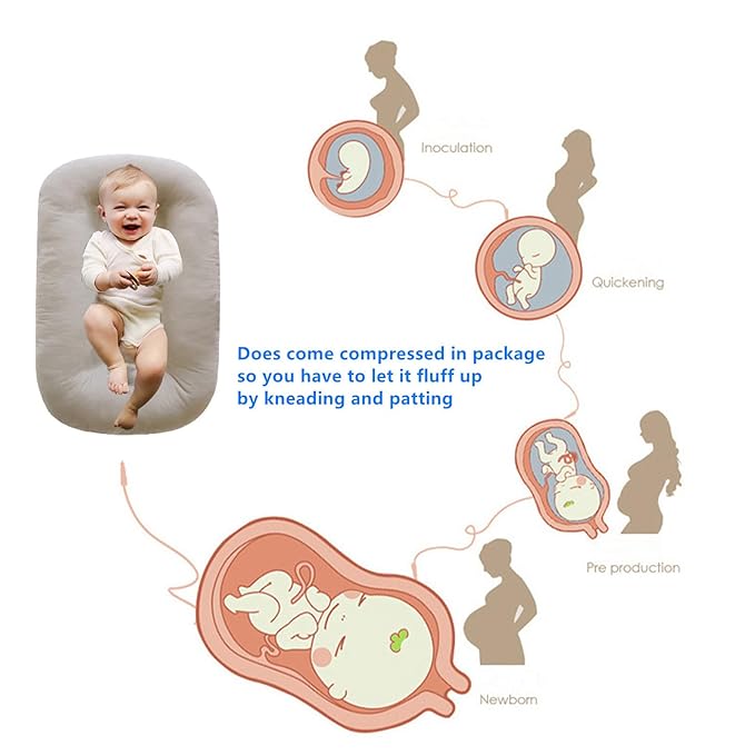 Baby Lounger Play Mat,Baby Lounger for Newborn Tummy Time for Baby in Flat Surface,0° Angle Newborn Lounger Baby Nest for Boys & Girls 0-12 Months(English Apricot)-CubbioJoy