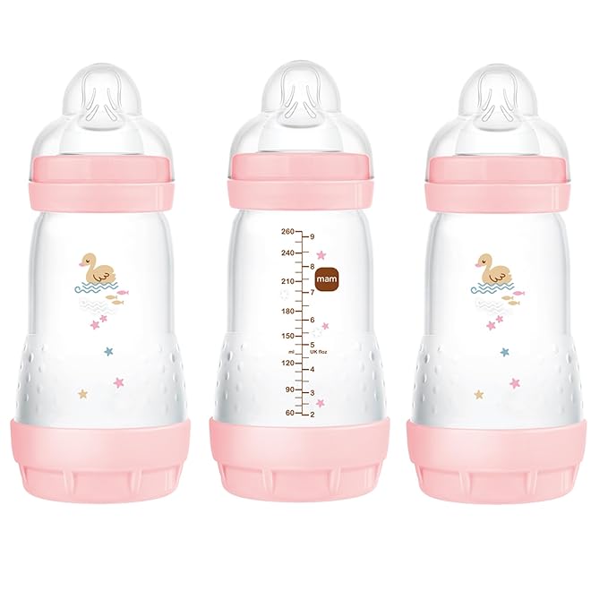 MAM 9oz Easy Start Anti-Colic Baby Bottles, Medium Flow, Breastfeeding-Like Silicone Nipple Bottle, Reduces Colic, Gas, & Reflux, Easy-to-Clean, BPA-Free, 2+ Months-CubbioJoy