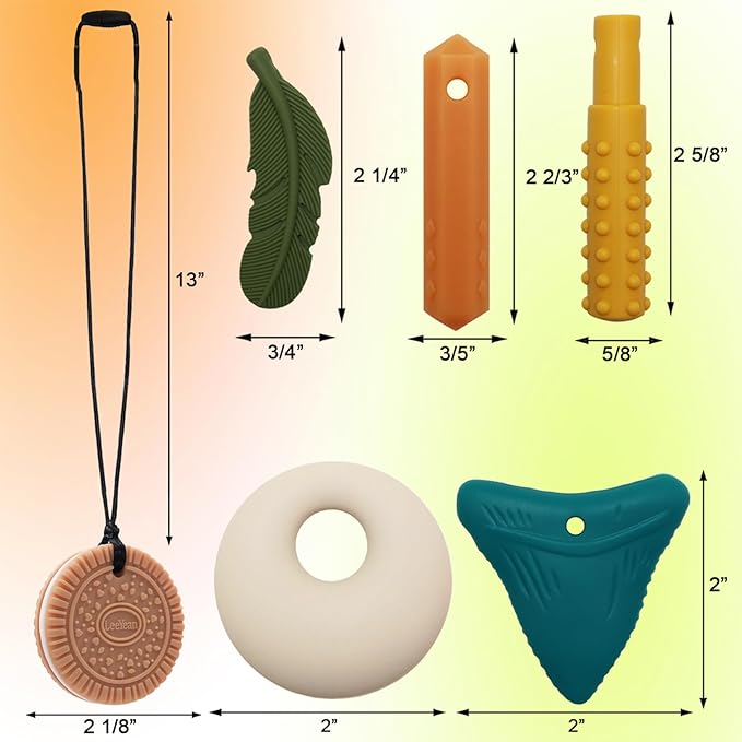 Chew Necklaces for Sensory Kids, Sensory Chewy Toys for Boys with Autism, ADHD, SPD, Chewing, Silicone Chewing Necklace Reduce Adult Anxiety Fidgeting-CubbioJoy