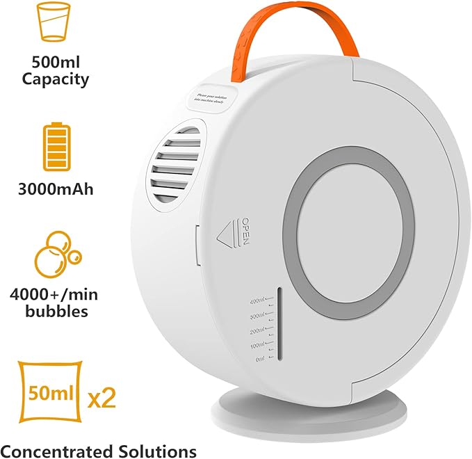 Bubble Machine Automatic Bubble Blower for Kids Toddlers Rechargeable Battery Portable Bubble Maker Electric Bubble Machine Auto Rotating 90°/360° Outdoor Toy for Birthday Party Wedding-CubbioJoy