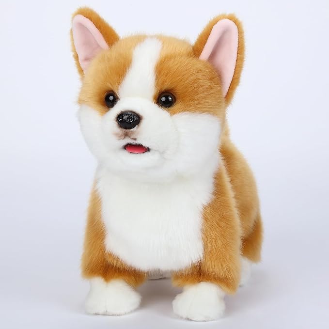 Interactive Plush Corgi Dog, Companion Robot Dog Pets,Handmade Weighted Stuffed Animals,Electronic Walking Toy with Barking,Tail Wagging,Talking,-CubbioJoy