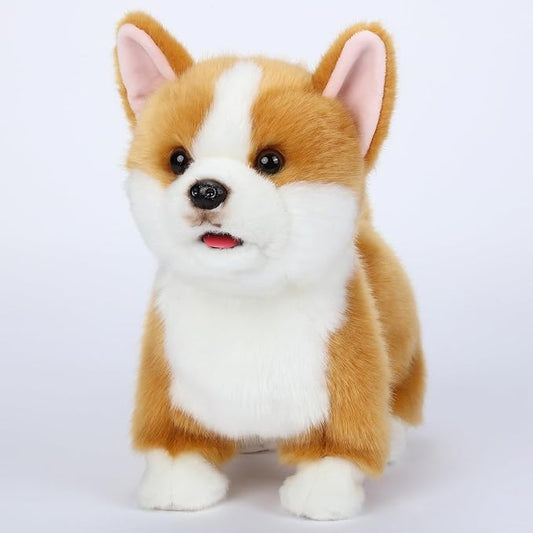 Interactive Plush Corgi Dog, Companion Robot Dog Pets,Handmade Weighted Stuffed Animals,Electronic Walking Toy with Barking,Tail Wagging,Talking,-CubbioJoy