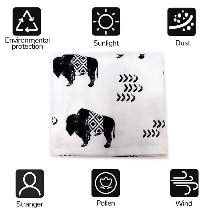 Buffalo Car seat Canopy for Babies, Car Seat Cover for Boys Girls, CarSeat Canopies for Newborn, Multiuse - Nursing Breastfeeding Covers, Shopping Cart/High Chair/Stroller Covers, Soft Breathable-CubbioJoy