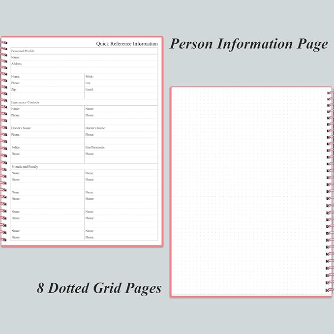 Daily Planner Undated - A4 To Do List Notebook Hourly Schedules, Spiral Appointment Planner for Women and Men,PVC Hardcover, Inner Pocket, Elastic Closure, 8.5" x 11", Pink-CubbioJoy