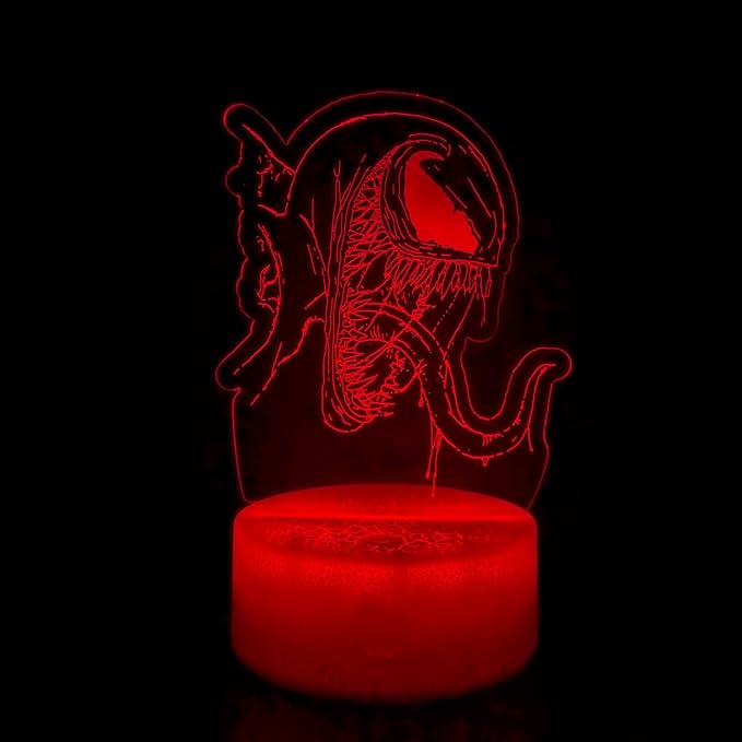 3D Night Light, Alien Monster Illusion Table Lamp with 16 Colors Remote Control Touch Lamp LED USB Night Light Desk Lamps Room Decorations Home Decor Holiday Birthday Light-CubbioJoy