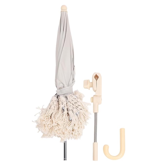 Baby Outdoor Parasols, Baby Stroller Parasol Umbrella with Adjustable Clamp, Toddler Umbrella for Trolley Wheelchair Beach Chair, Outdoor Activities (Beige)-CubbioJoy