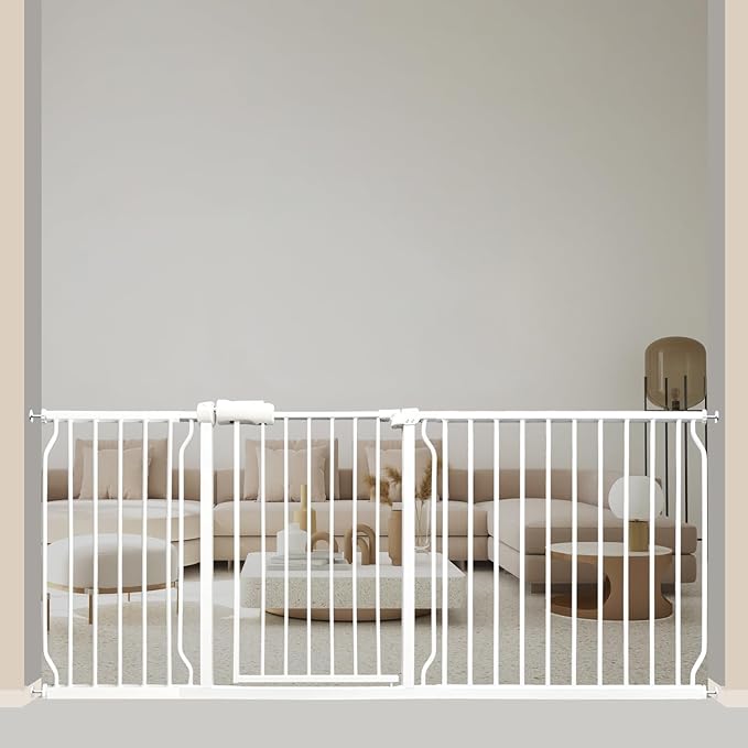 Baby Gates Extra Wide 71.5-76.4 Inch Large Baby Gates for Stairs Tension Pet Dog Gates Indoor for Doorways No Drilling Pressure Mounted Pet Gates for Kids-CubbioJoy