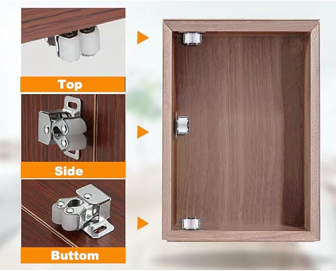 6 Pack Cabinet Latch - Double Roller Catch Hardware for Cupboard Closet Kitchen Cabinet Door Latches and RV Cabinet,Bronze-CubbioJoy