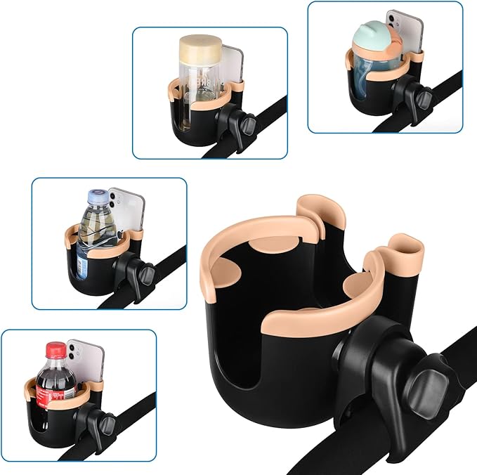 Accmor Stroller Cup Holder with Phone Holder, Bike Cup Holder, Universal Cup Holder for Uppababy Nuna Doona Strollers, 2-in-1 Cup Phone Holder for Stroller, Bike, Wheelchair, Walker, Scooter-CubbioJoy