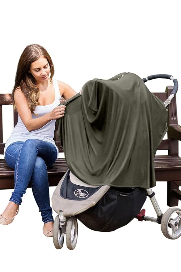 Byrd & Blume Maternity Nursing Cover Breathable Lightweight Breastfeeding Cover Wrap Shawl Scarf Poncho Full 360 (Olive, One size)-CubbioJoy