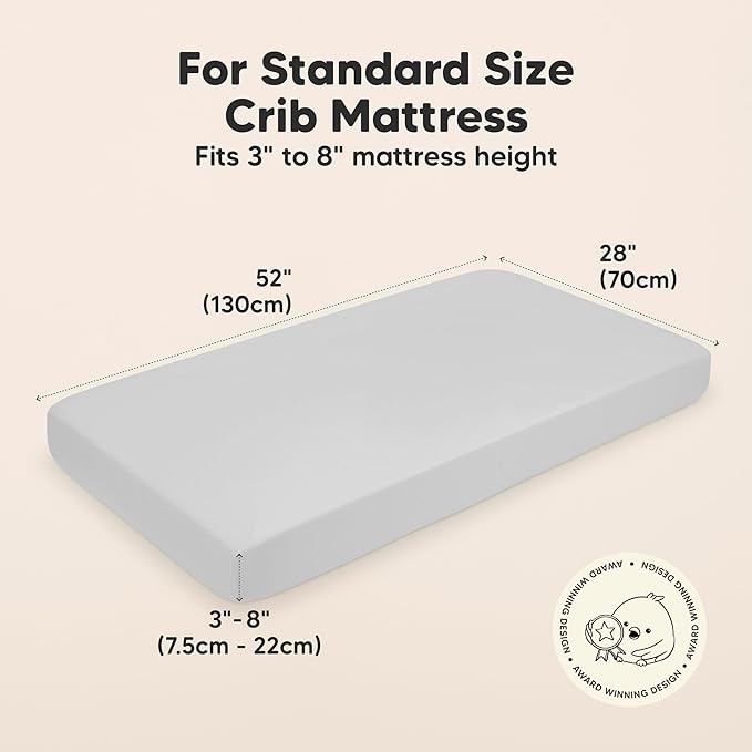 KeaBabies 2-Pack Organic Crib Sheets for Boys, Girls - 52x28 Fitted Crib Mattress Sheet Neutral, Breathable Jersey Cotton Cover for Baby Bed, Toddler Mattress, Soft & Cute Prints (French Gray)-CubbioJoy