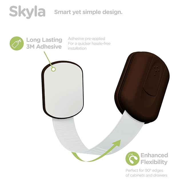 Baby Proofing Child Safety Locks (12 Pack) by Skyla Homes - The Safest, Quickest and Easiest 3M Adhesive Cabinet Latches, No Screws & Magnets, Multi-Purpose for Furniture, Kitchen, Ovens, Toilet Seats-CubbioJoy