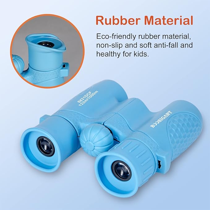 Binoculars for Kids 8x21, Gift for 3-12 Years Boys & Girls, Compact Kids Binoculars High-Resolution Shockproof Mini Binoculars for Bird Watching, Hiking, Camping, Travel Blue 301-CubbioJoy