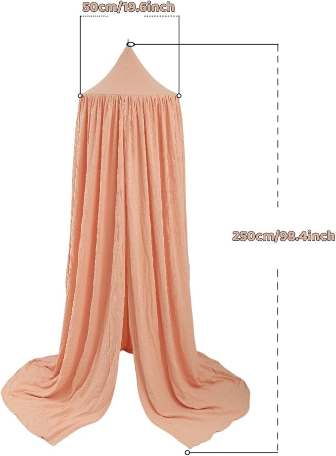 Cotton Kids Bed Canopy, Nursery Room Baby Crib Hanging Curtain Mosquito Net Hideaway Bedding Children Reading Nook Decoration, Pastel Neutral Color for Boys & Girls (Pink)-CubbioJoy