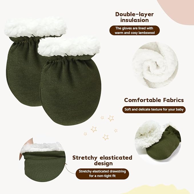 Cute Baby Mittens Newborn, No Scratch Baby Boy Mittens, Baby Girl Hat Gloves for Toddlers, Infant, Newborn-CubbioJoy