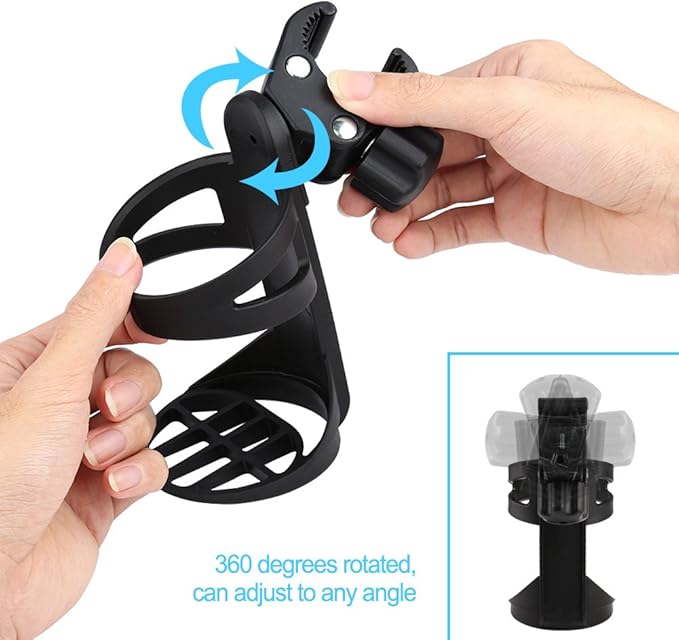 Accmor Stroller Cup Holder, Universal Cup Holder for Uppababy, Nuna, Doona Strollers, 360 ° Rotatable Bottle Holder for Stroller, Bike, Wheelchair, Walker, Scooter-CubbioJoy