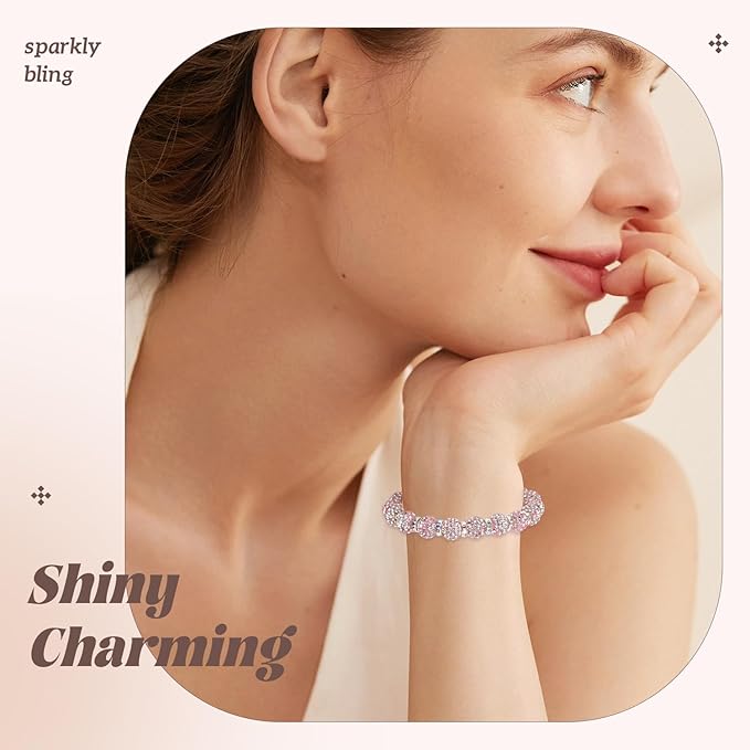 160pcs 10mm Rhinestone Beads for Jewelry Making, Pink White Shiny Round Disco Ball Beads Bulk, Sparkle Crystal Clay Christmas for Bracelet Baseball Necklace Earring Crafting and DIY-CubbioJoy