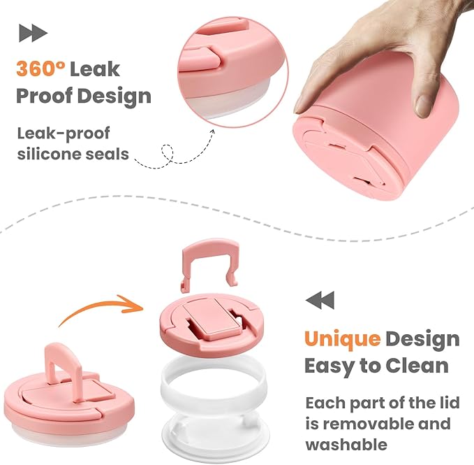 14oz Insulated Vacuum Food Jar with Buckle Lid,Soup Thermo for Hot Food Kids,Wide Mouth Leakproof Stainless Steel Lunch Container with Spoon-Pink-CubbioJoy