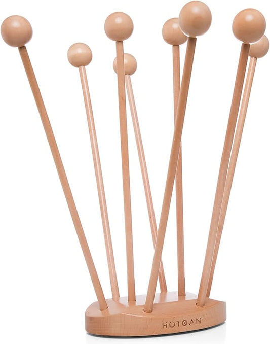 Beech Wood Plastic Bag Drying Rack - Reusable Bag & Bottle Dryer, Space-Saving Design for Kitchen, Easily Assembled and Disassembled for Storage-CubbioJoy