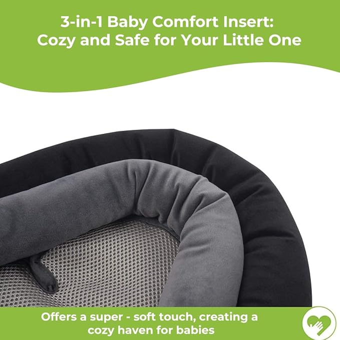 COOLBEBE Upgraded 3-in-1 Babybody Support for Newborn Infant Toddler - Extra Soft Car Seat Insert Cushion Pad, Perfect for Carseats, Strollers, Swings, Black-CubbioJoy