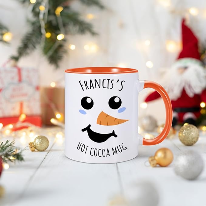 Custom Christmas Mugs Personalized Hot Cocoa Mug for Kids Snowman Hot Chocolate Mug Customized Winter Holiday Mugs 11 oz Christmas Ceramic Mug Xmas Gifts for Boys Girls Family Christmas Decorations-CubbioJoy