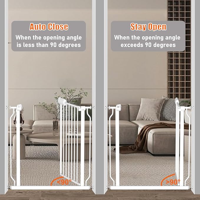 Baby Gate for Doorways Stairs Hallway 76.3-81.1 Inch Wide, Walk Through Child Gates with Pressure Mounted Extention Kit, Indoor Safety Child Gates for Kids or Pets-CubbioJoy