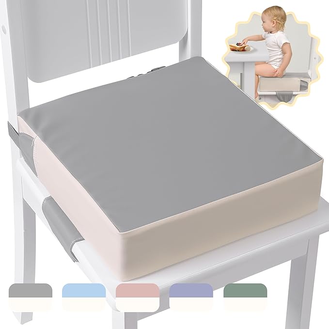 Booster Seat for Kitchen Chair with Adjustable Straps, Toddler Booster Seats for Dining Table Portable for Travel Camping Eating, Booster Cushion for Table for Baby Child Infant Kid Boy Girl-CubbioJoy