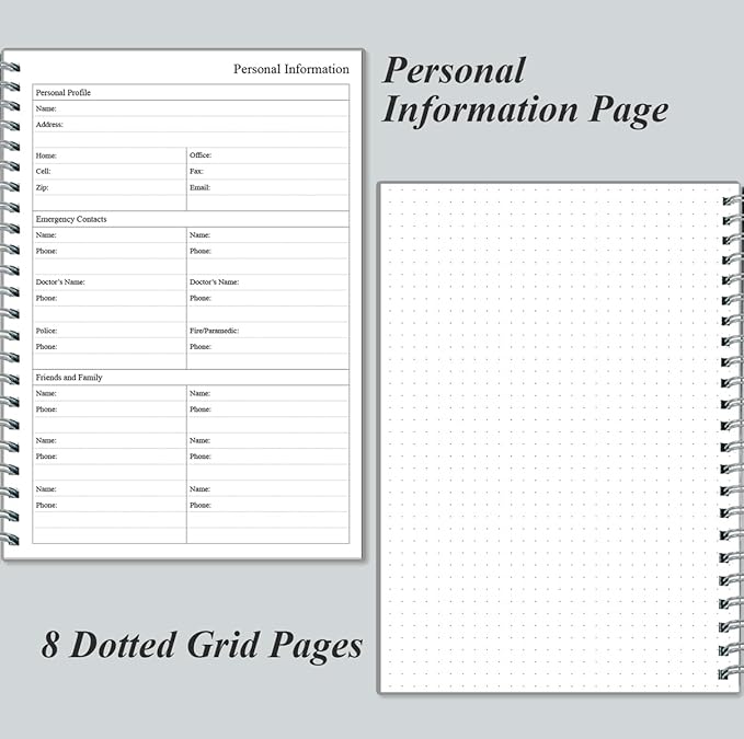 Daily Planner Undated - B5 To Do List Notebook Hourly Schedules, Spiral Appointment Planner for Women and Men, PVC Hardcover, Inner Pocket, Elastic Closure, 7" x 10", Grey-CubbioJoy