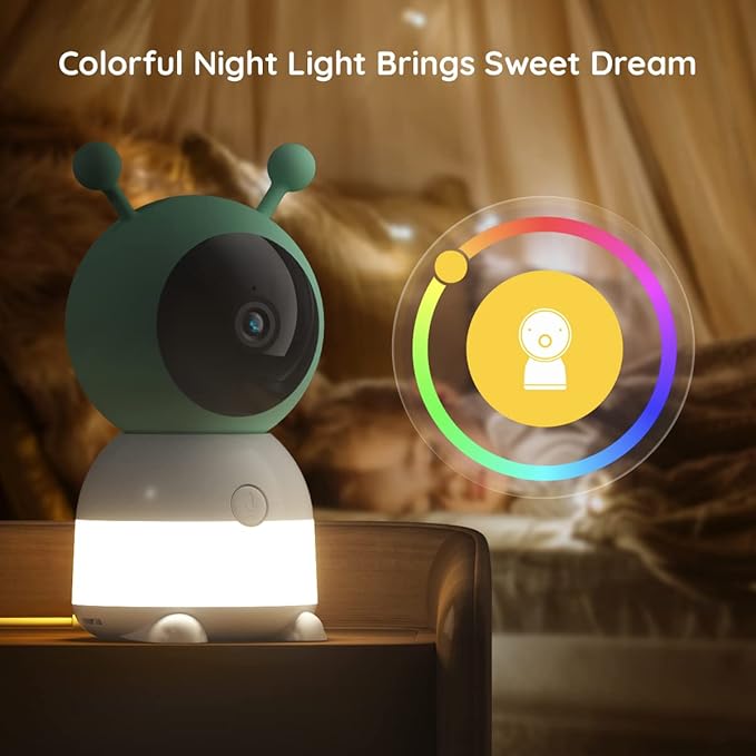 BOIFUN Additional Baby Camera Specifically Compatible with Baby 6T Video Baby Monitor, 360° Camera with Night Light, Auto Tracking, AI Motion & Sound Detection, Two-Way Audio, with Wall Mount Base-CubbioJoy