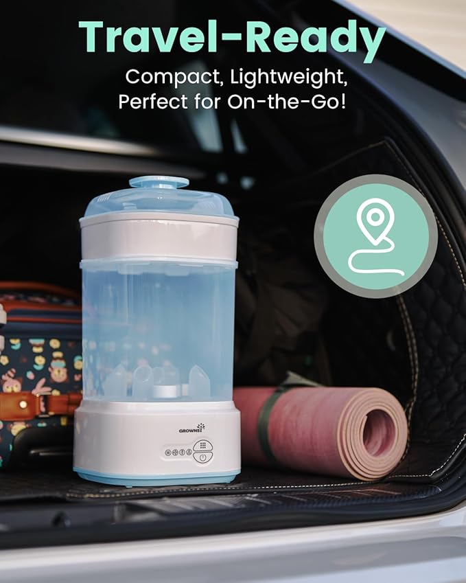 Bottle Sterilizer and Dryer, Compact Electric Steam Baby Bottle Sterilizer (Esterilizador de Biberones), Bottle Sanitizer for Baby Bottles, Pacifiers, Pump Parts Blue-CubbioJoy