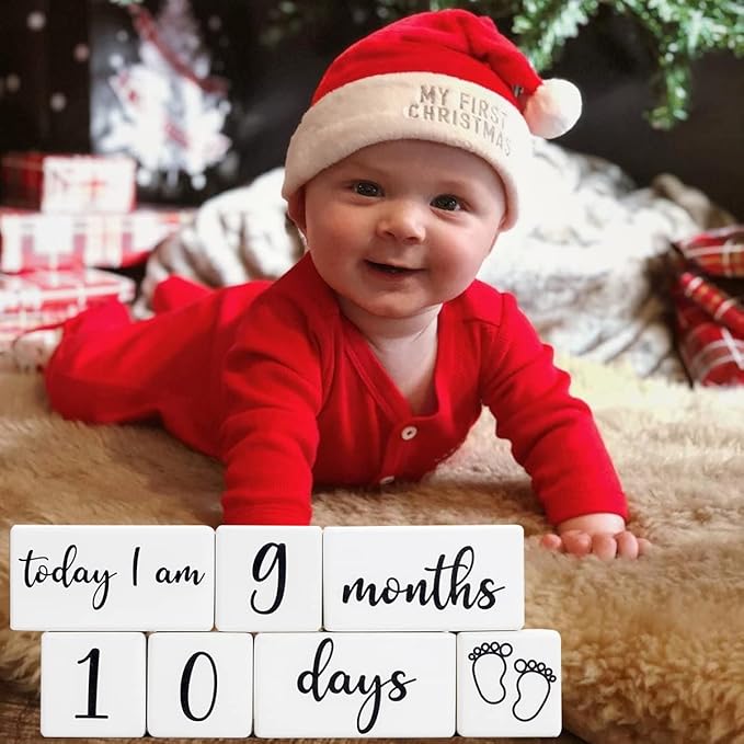 Baby Monthly Milestone Blocks for Boy or Girl, Milestones Age Photo Block Set for Baby Shower, Pregnancy Countdown, 7 Pcs-CubbioJoy