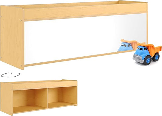 Angeles Value Line Toddler Storage with Mirror Back, Classroom Shelves and Daycare Furniture, Kids' Bookcases Cabinets & Shelves, 48" L x 15" W x 17" H-CubbioJoy