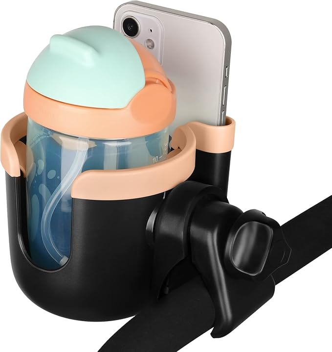 Accmor Stroller Cup Holder with Phone Holder, Bike Cup Holder, Universal Cup Holder for Uppababy Nuna Doona Strollers, 2-in-1 Cup Phone Holder for Stroller, Bike, Wheelchair, Walker, Scooter-CubbioJoy