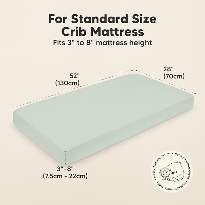 KeaBabies 2-Pack Organic Crib Sheets for Boys, Girls - 52x28 Fitted Crib Mattress Sheet Neutral, Breathable Jersey Cotton Cover for Baby Bed, Toddler Mattress, Soft & Cute Prints (Sage)-CubbioJoy