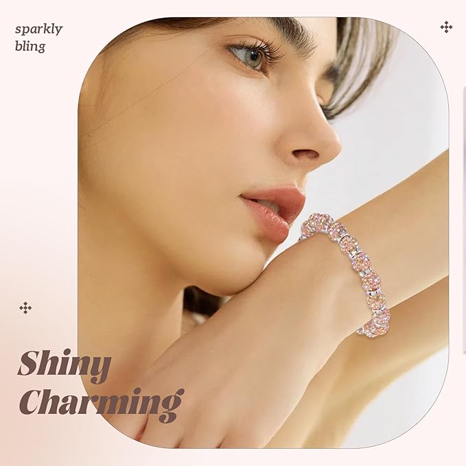 200pcs 10mm Rhinestone Beads for Jewelry Making, Light Peach AB Shiny Round Disco Beads Bulk, Sparkle Crystal Clay Christmas for Bracelet Baseball Necklace Earring Crafting and DIY-CubbioJoy