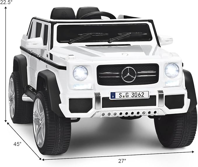 Costzon Ride on Car, Licensed Mercedes-Benz Maybach, 12V Battery Powered Vehicle Toy w/ 2 Motors, Remote Control, 3 Speeds, Lights, Horn, Music, Aux, Storage, Truck, Electric Car for Kids (White)-CubbioJoy