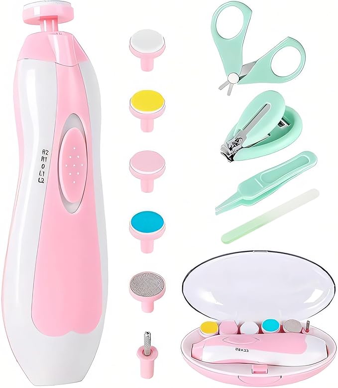 Baby Nail Trimmer Electric-12 in 1 Baby Nail Clippers Safe Baby Nail File Kit with a Nail Clipper, Scissor, Tweezers, and Nail Files-CubbioJoy