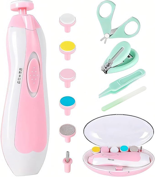 Baby Nail Trimmer Electric-12 in 1 Baby Nail Clippers Safe Baby Nail File Kit with a Nail Clipper, Scissor, Tweezers, and Nail Files-CubbioJoy