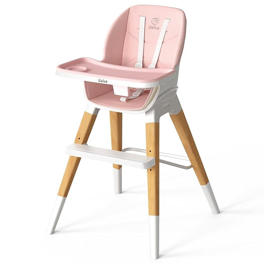 8 in 1 Highchair, Convertible Wooden Baby High Chair with Tray, Adjustable High Chair for Babies and Toddlers, Easy to Clean, Grow with Family|Booster|Learning Table|High Stool-CubbioJoy