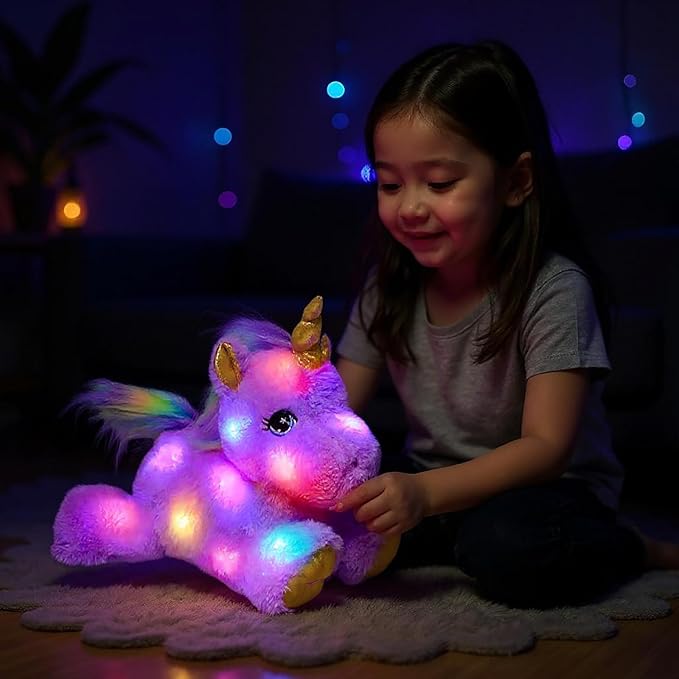 Cuteoy Glowing LED Light-up Purple Unicorn Nightlight Toys Musical Plush Stuffed Animal Singing Lullabies Birthday Christmas Plushies Gifts for Kids Boys Girls,13"-CubbioJoy