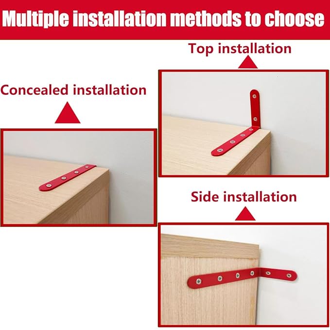 Anti Tip Furniture Anchors for Baby Pet Proofing,Furniture Wall Anchor Furniture Dresser Bookshelf Falling Prevention Device for Children (Red)-CubbioJoy