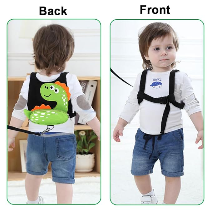 Accmor Toddler Harness Leash, Cute Dinosaur Kids Harness Child Leash with Anti Lost Wrist Link for Outdoor Travel, Adorable Baby Walking Harness Wristband Assistant Strap for 1-3 Years Old Boys Girls-CubbioJoy