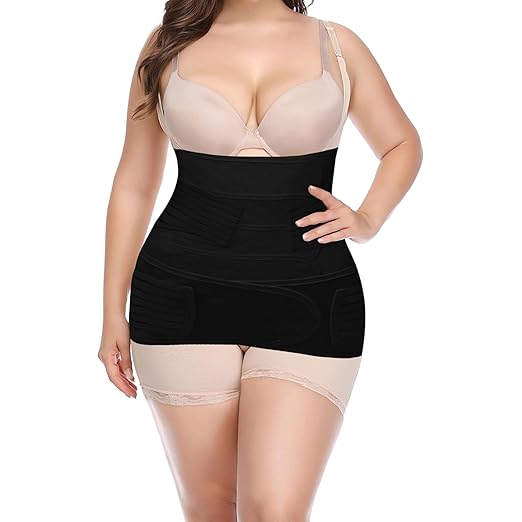 2 in 1 Postpartum Belly Band Wrap Black, C-Section Support Belt Large, Post Partum Support Recovery Waist/Pelvis Belt, Hysterectomy Belly Band Binder Girdle Stomach-CubbioJoy